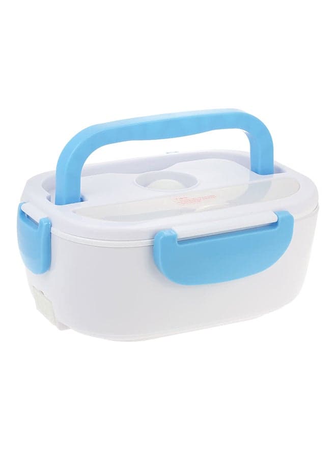 Portable Electric Lunch Box With Spoon White/Blue