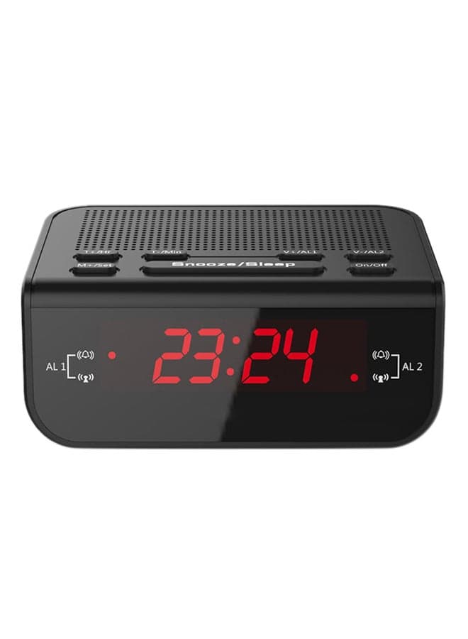 Digital Alarm Clock With FM Radio Black 116x92x45mm