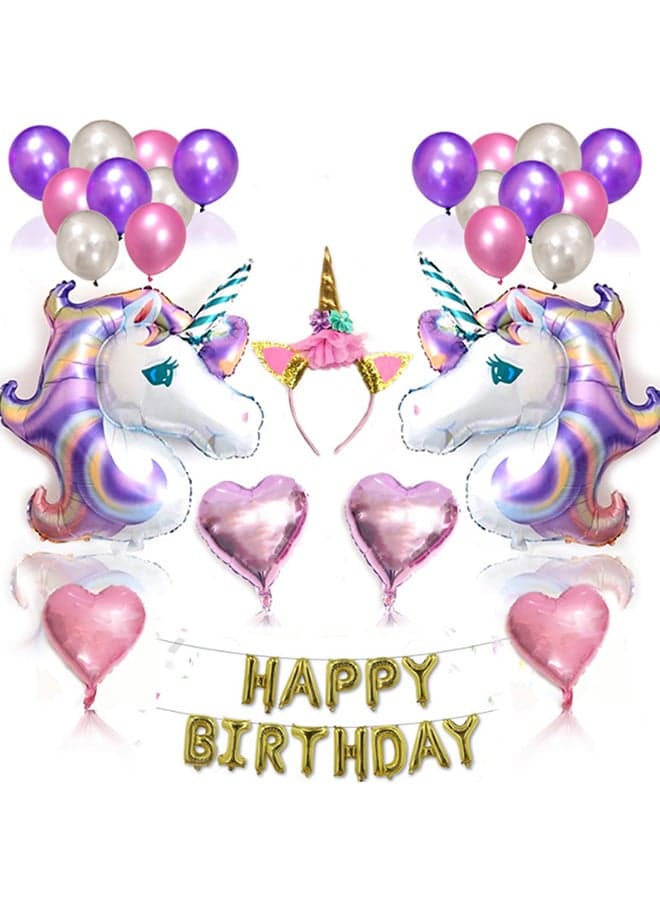 Unicorn Design Party Decoration Premium Quality Foil Balloon Set With Headband cm