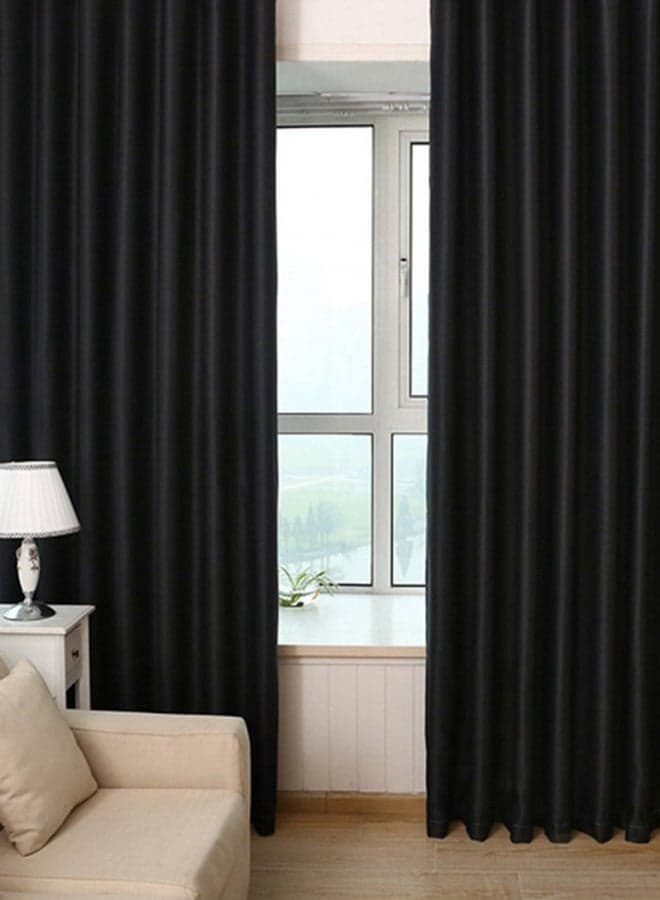 European Solid Thick Shade Cloth Curtain Black 100 x 250centimeter