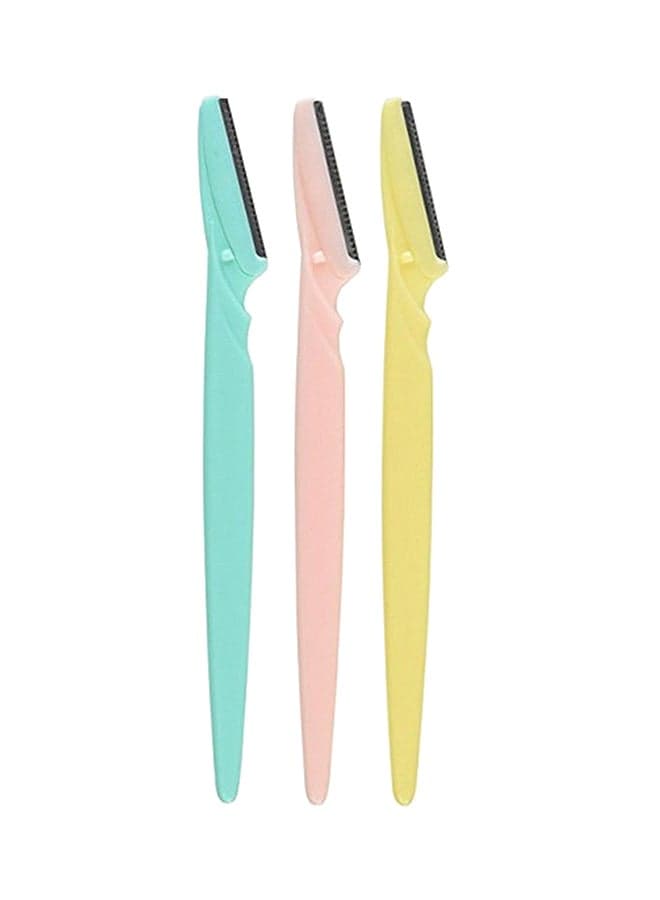 3-Piece Face And Eyebrow Hair Removal Safety Razor Multicolour
