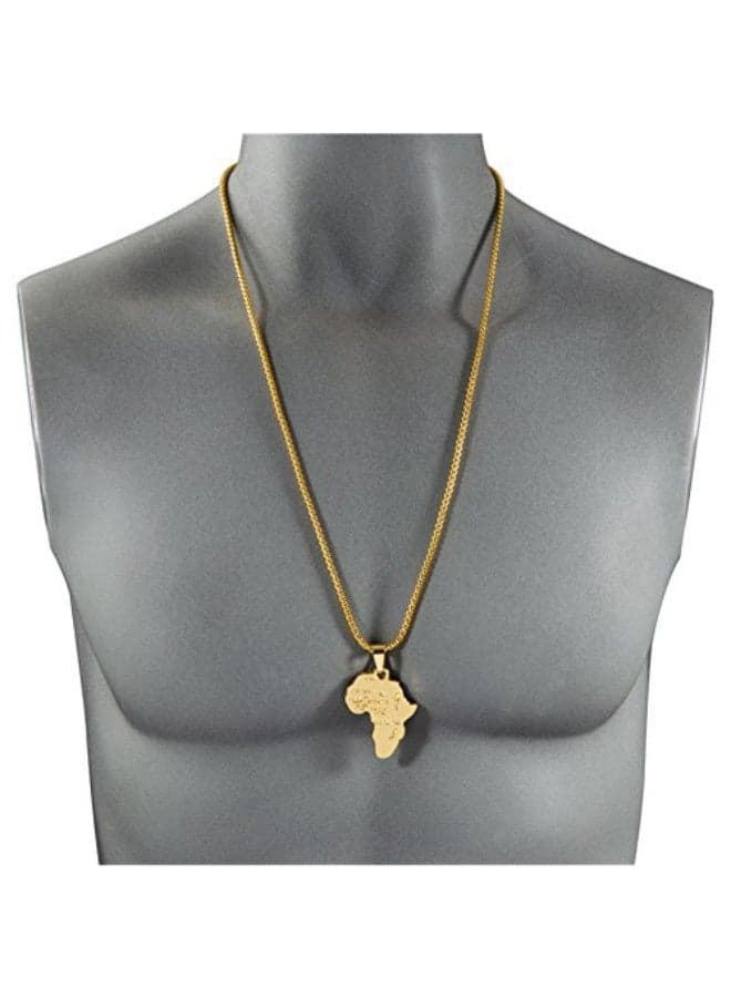 18 Karat Gold Plated Hip Hop Map Of Africa Pendant Necklace