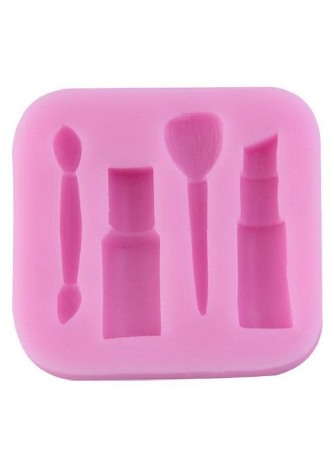 3D Makeup Tools Design Fondant Cake Chocolate Mould Pink 6 x 5.6centimeter