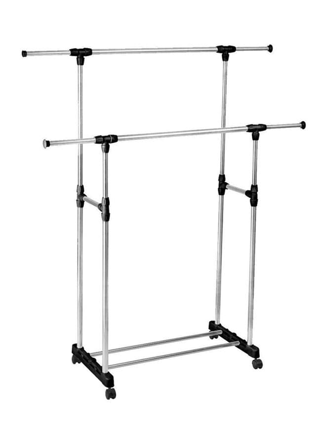 Clothes Double Pole Portable Rack Silver/Black Medium