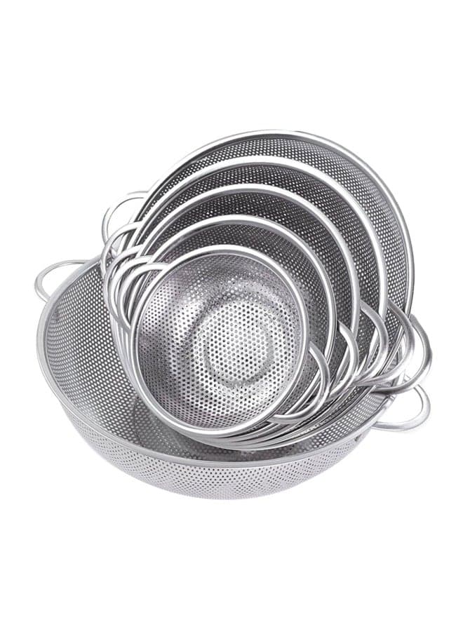 6-Piece Vegetable Colander And Strainer Silver 35x35x20centimeter