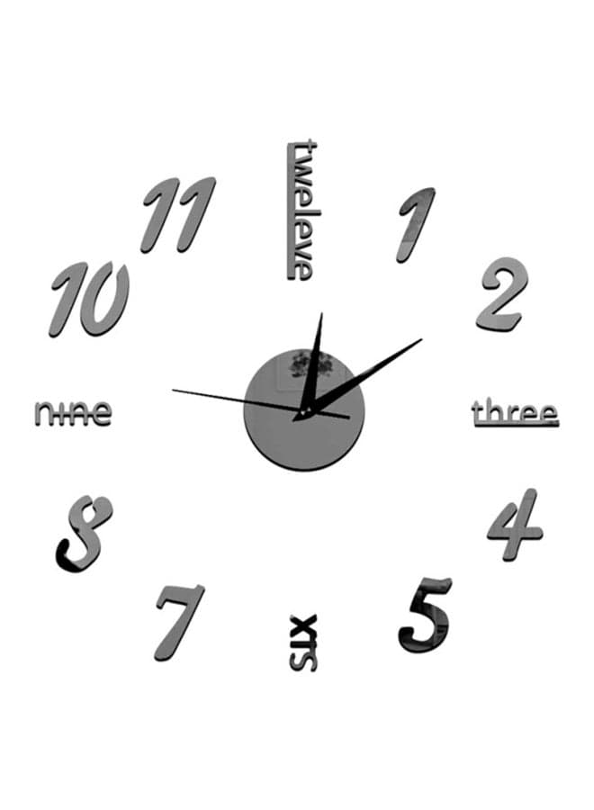 Decorative Clock Style Wall Sticker Grey/Black 60x45centimeter
