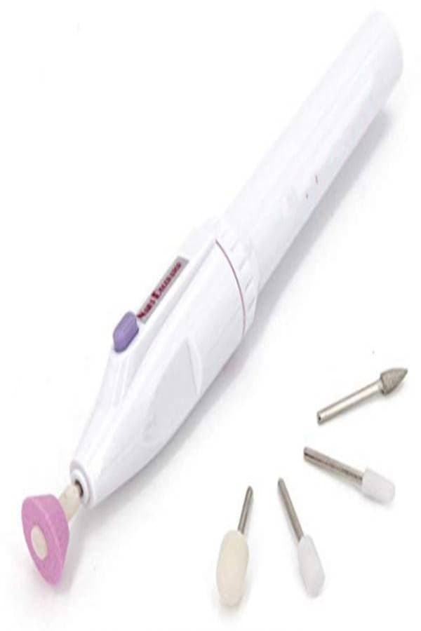 5-Piece Mini Electric Manicure And Pedicure Nail File Set Pink/White