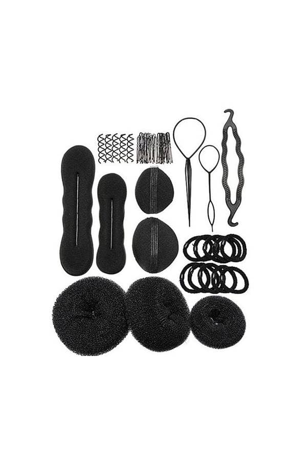 9-In-1 Hair Bun Maker Tool Set Black 126grams
