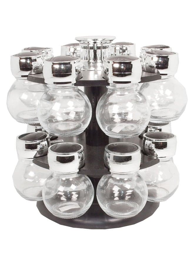 16-Piece Spice Jar With Rack Clear/Silver