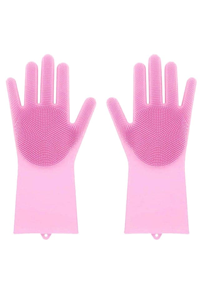 Reusable Silicone Washing Gloves Pink