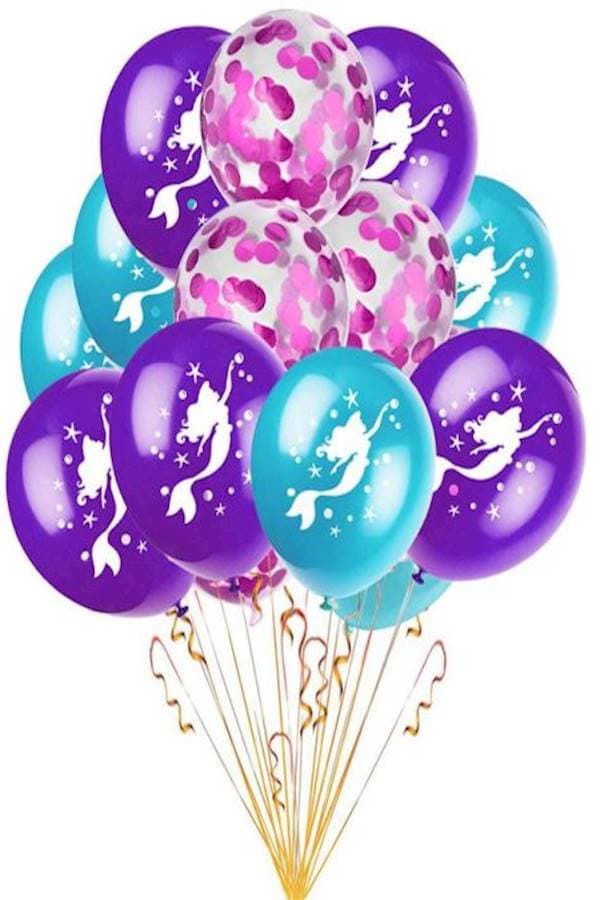 15Piece 12Inch Mermaid Party Balloon Giant Birthday Balloons Baby Shower Decoration Birthday Balloons Party Supplies For Birthday & Wedding 12inch