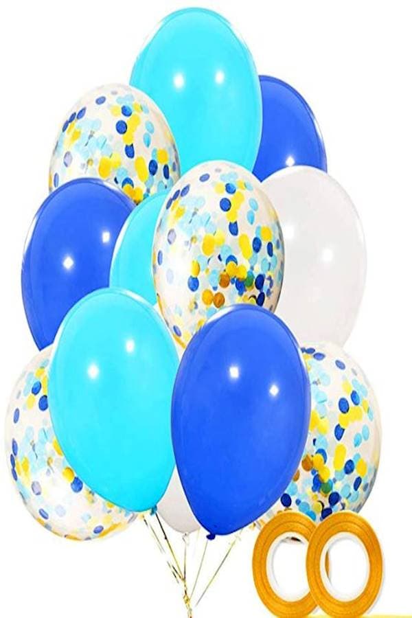 1St Birthday Baby Decorations Balloons 40 Pack- 12 Inch White Light Royal Latex Balloons With Confetti Balloon For Baby Shower Birthday Party Supplies 12inch