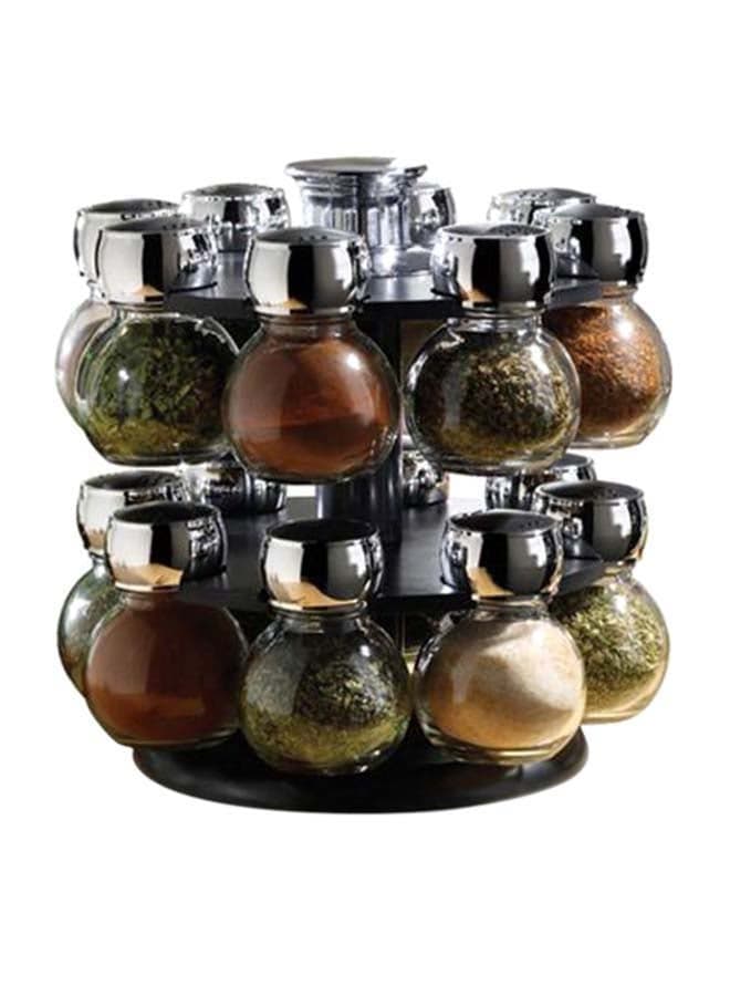 El-Andalos 18068 Spice Ware With Rack - 16 Pieces, Black Silver