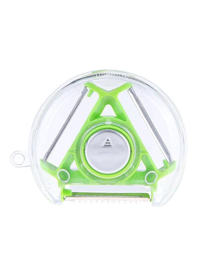 3 In 1 Rotary 3-Bladed Multifunction Fruit Peeler Slicer Green 24x17x16cm