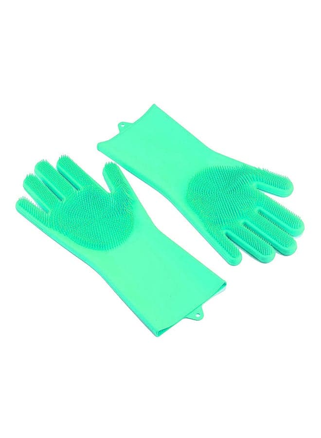 Magic Silicone Gloves With Wash Scrubber Turquoise 240grams
