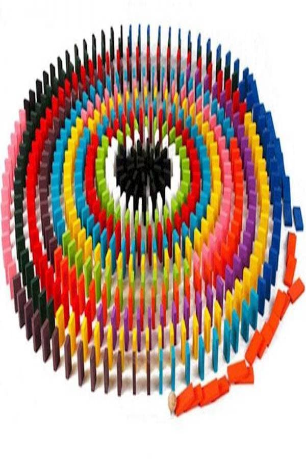 120-Pieces Wooden Colo Dominoes Jeux Bricks Rainbow Kids