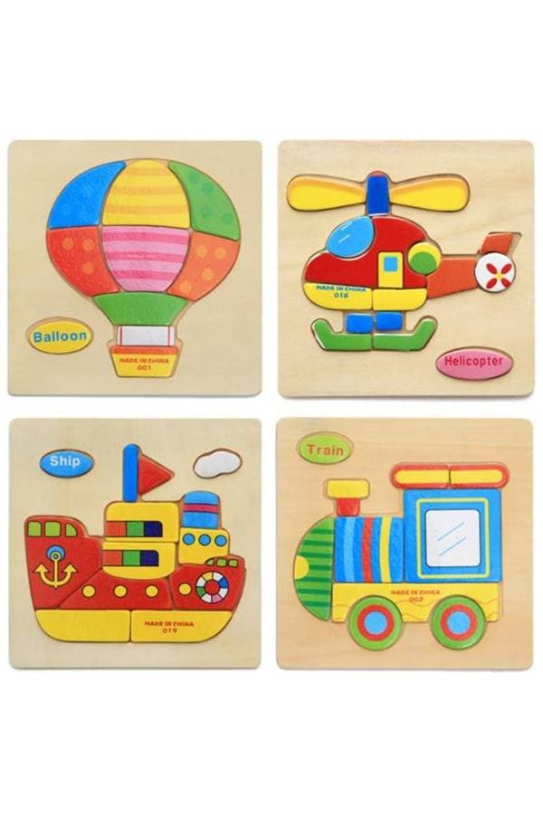 Set Of 4 3D Wooden Jigsaw Puzzle