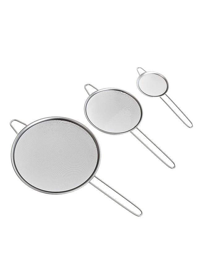3-Piece Mesh Strainer Silver