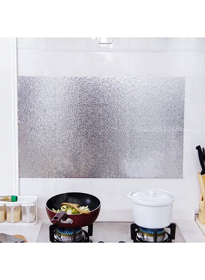 Kitchen Stove Waterproof And High Temperature Orange Peel Oil Foil Sticker Silver 45x100centimeter