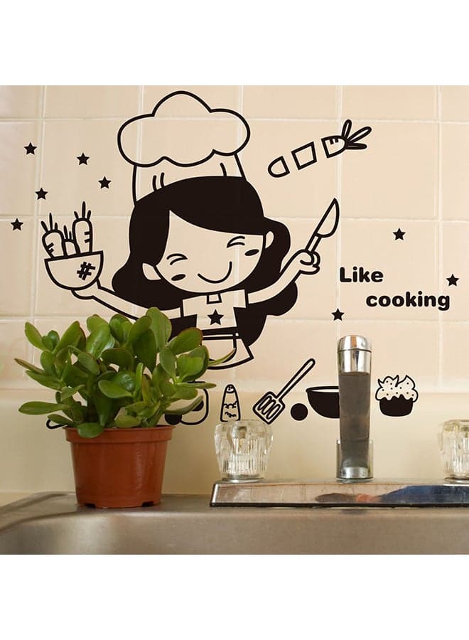 Cute Chef Chopping Kitchen Wall Sticker Multicolour 20x30cm