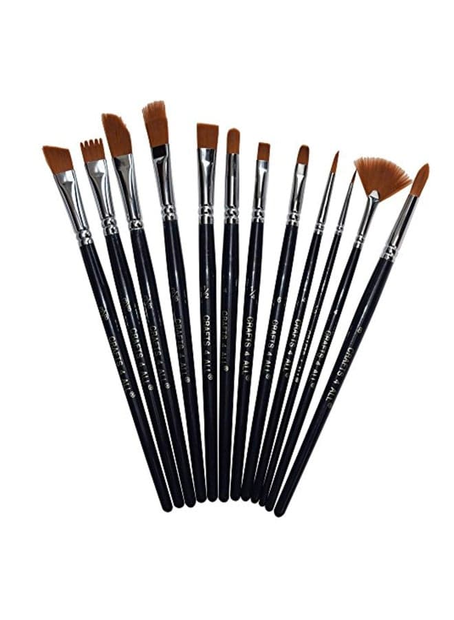 12-Piece Paint Brush Black/Silver/Brown 10.3 x 5.2 x 0.4centimeter