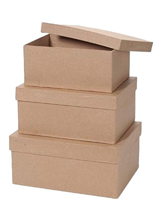 3-Piece Paper Mache Box Set Beige