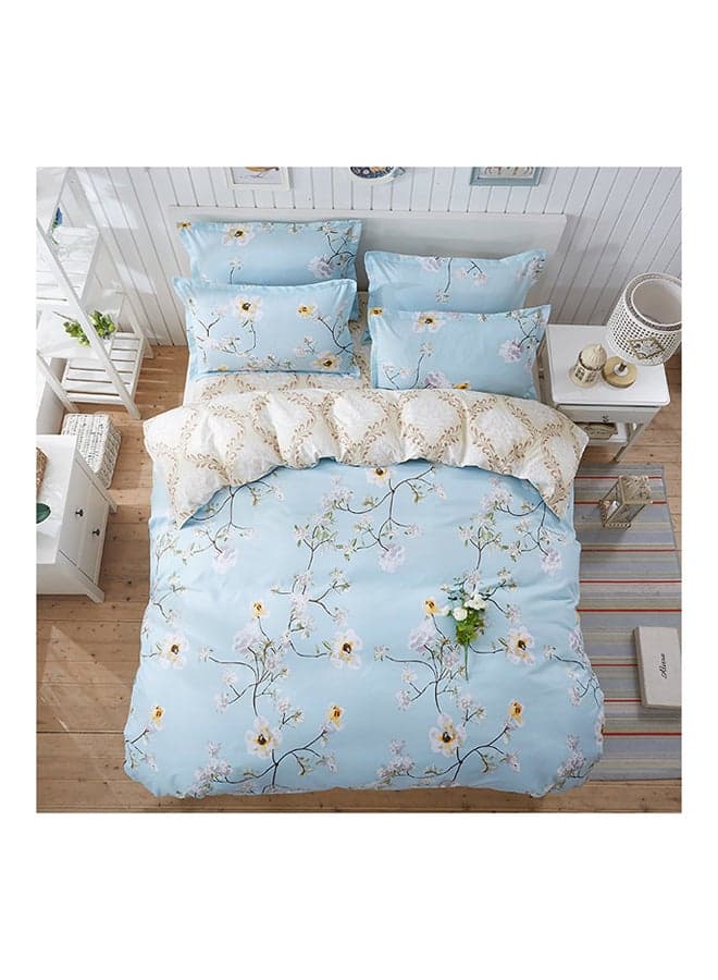 4-Piece Floral Design Bedding Set Cotton Multicolour