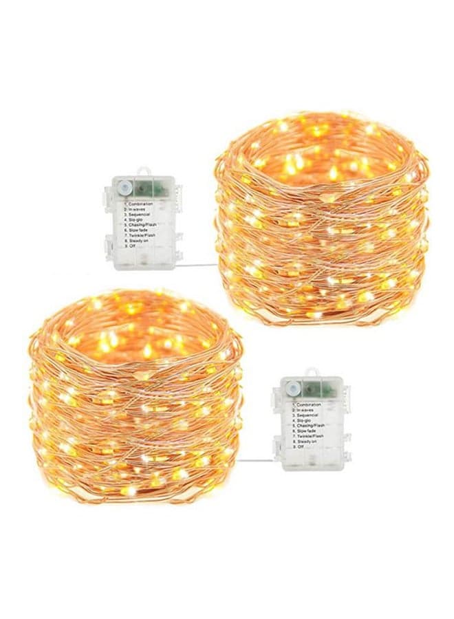 2 Pack 50 LED Waterproof Battery Operated Fairy Twinkle String Light Yellow 16x16cm