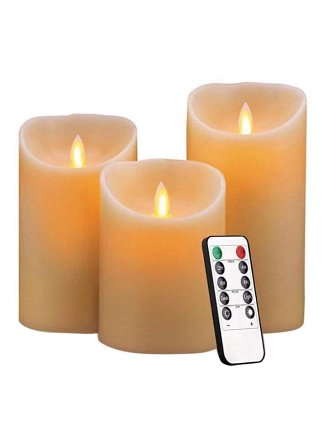 3 Battery Operated Flameless Candles Yellow 9x25cm