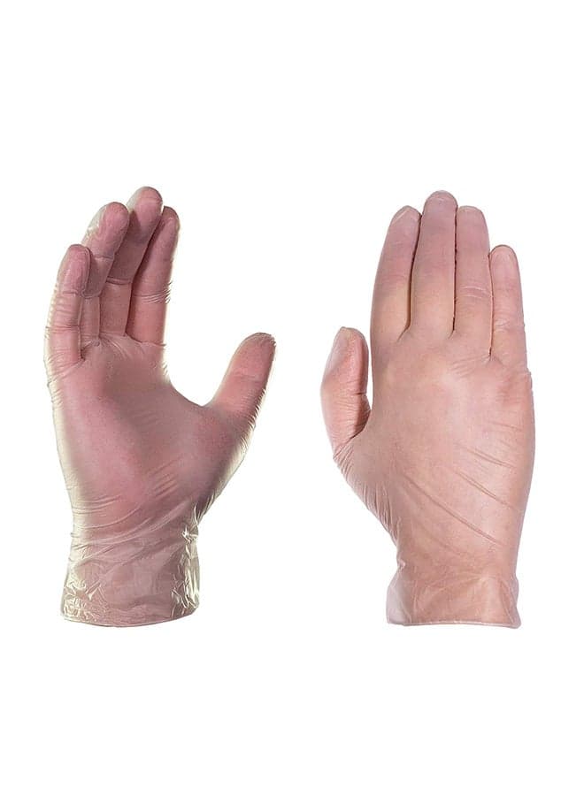 Set Of 100 Disposable Vinyl Gloves Transparent 9.5inch