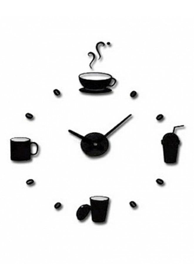 3D Clock Art Acrylic Mirror Wall Sticker Black 5x10x40centimeter