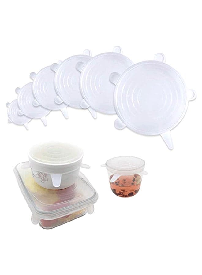 6-Piece Stretch Lids White 8inch