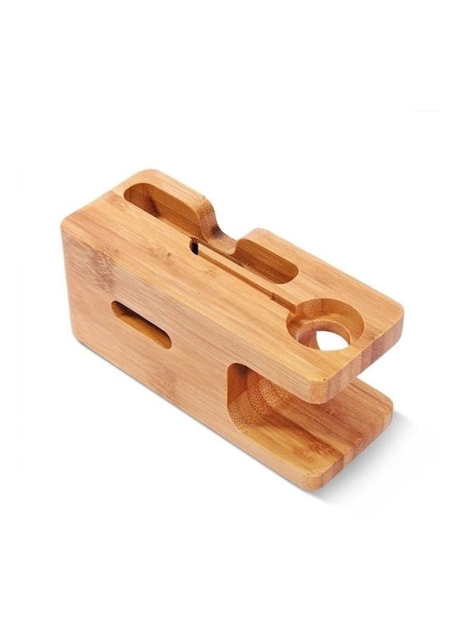 Charging Dock Stand Holder For Apple Watch And Smart Phone Brown