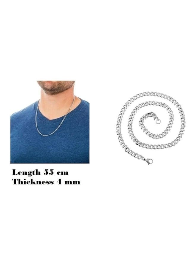 Silver Plated Wide Flat Curb Chain Necklace