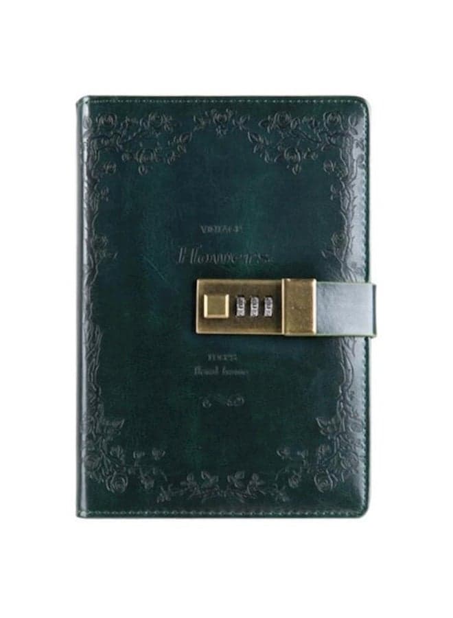 PU Leather Cover European Vintage Style Lock Journal Dark green