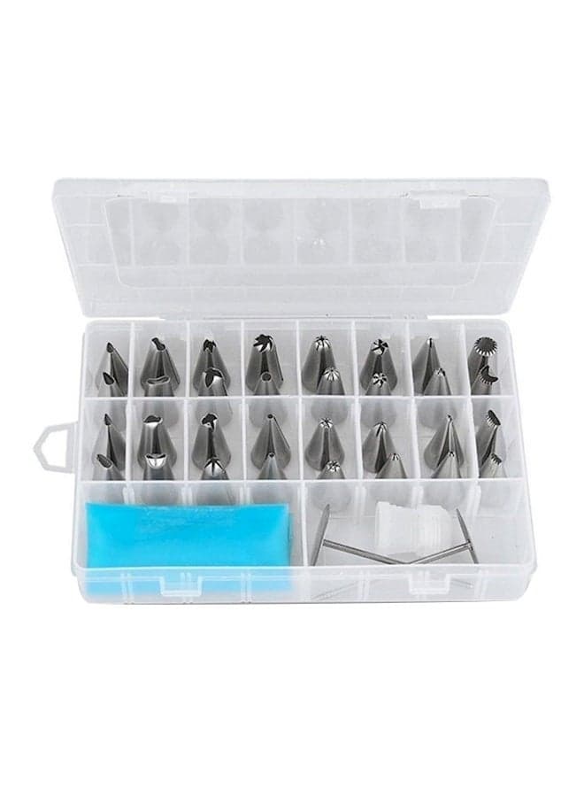 32-Piece Stainless Steel Baking Piping Tips Silver