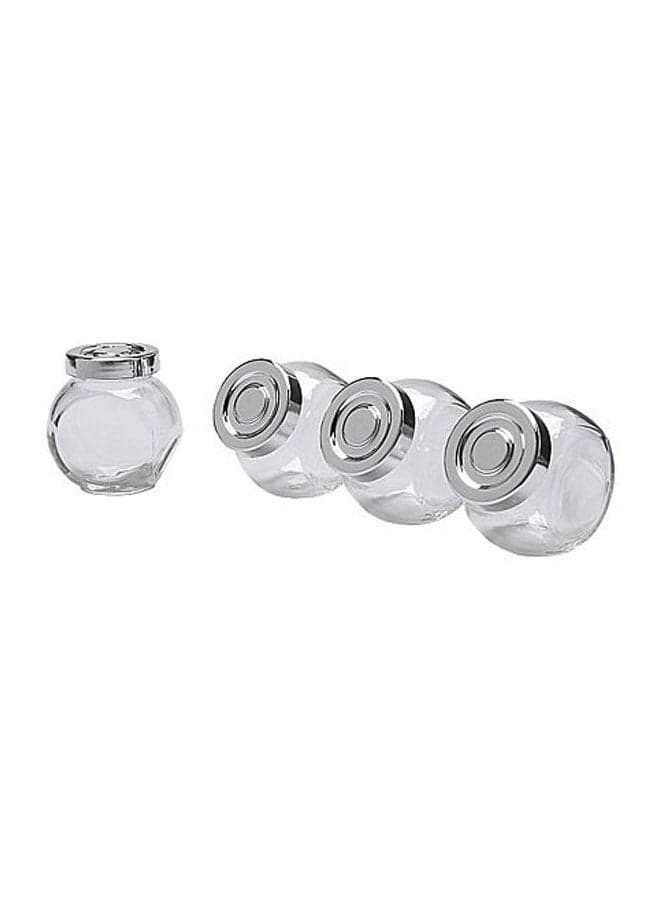 4-Piece Spice Jar Set Silver/Clear 8cm