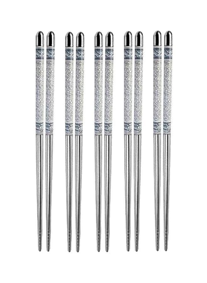 5-Pair Steel Chopsticks Silver