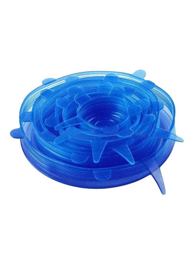 6-Piece Silicone Suction Bowl Lid Set Blue