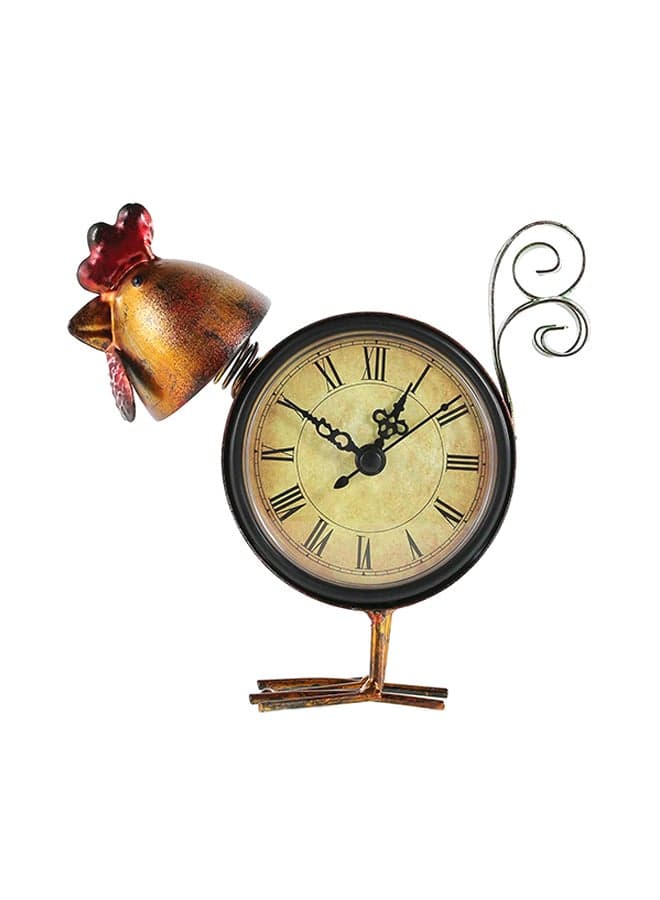 Chick Figurine Analog Table Clock Coffee/Beige/Black 15x5x15centimeter
