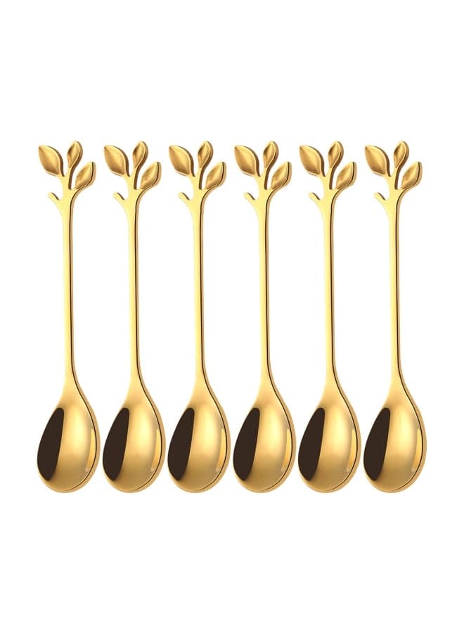 6-Piece Stainless Steel Coffee Spoon Set Gold 4.72inch