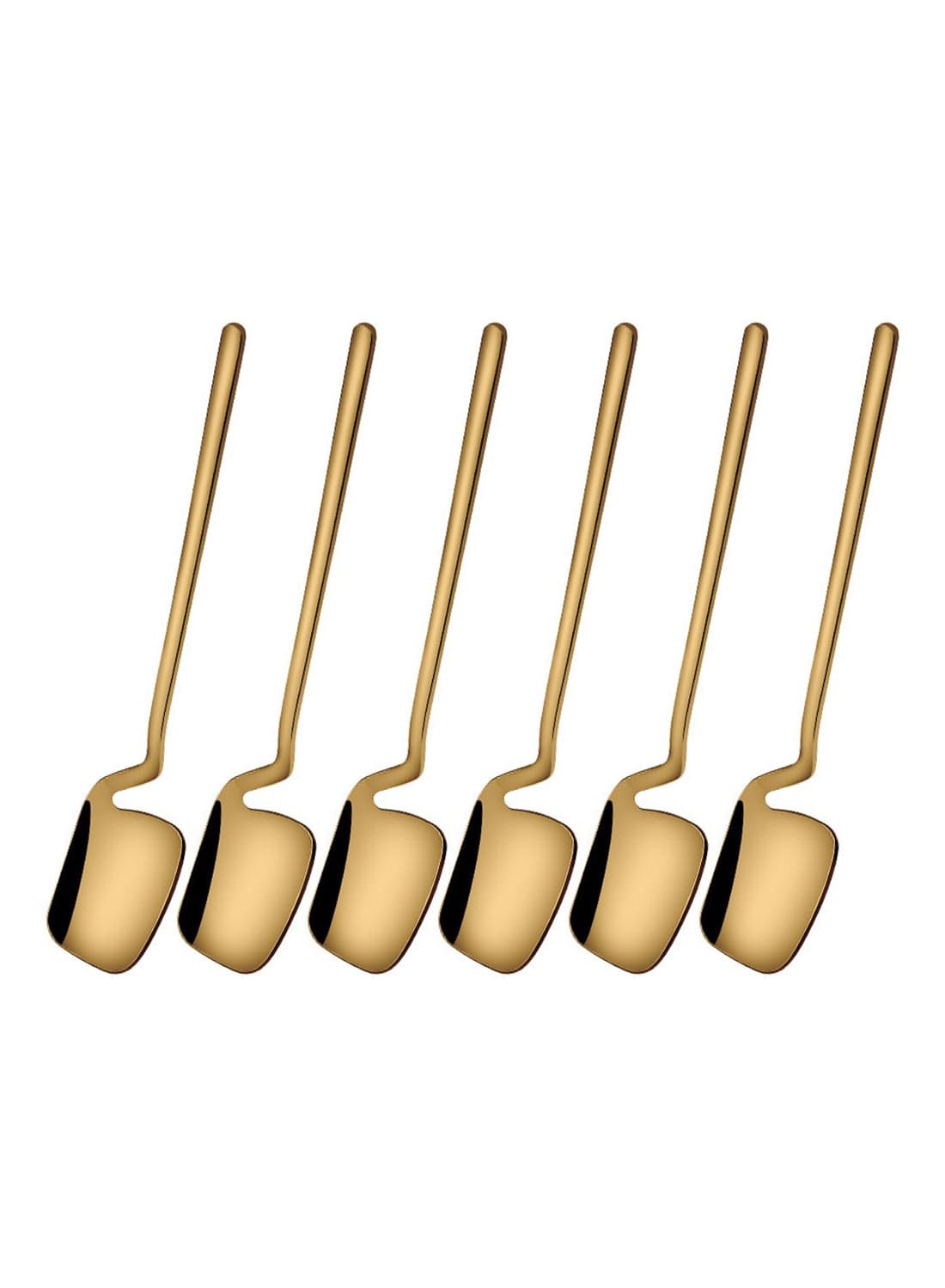 6-Piece Mirror Polishing Stainless Steel Tea Spoon Set Gold 14.1cm