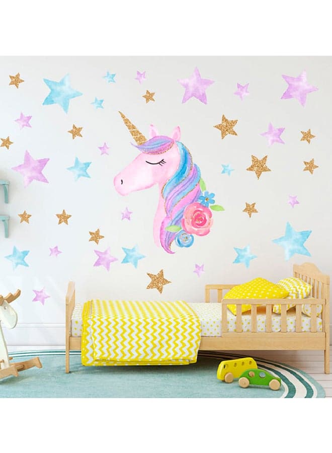 Colorful Unicorn Wall Sticker Multicolour 60x90cm
