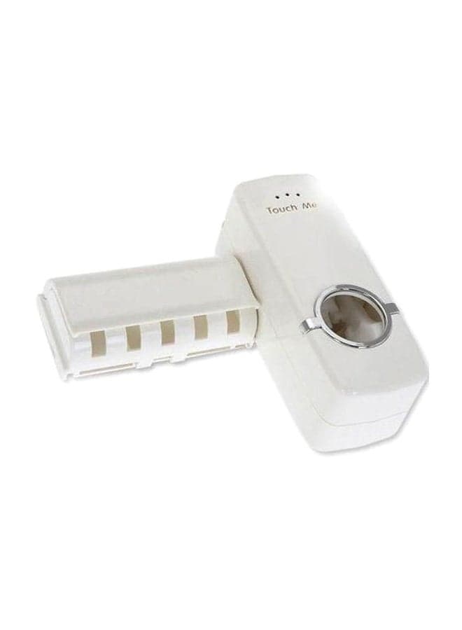 Toothpaste Dispenser With Toothbrush Holder Set White