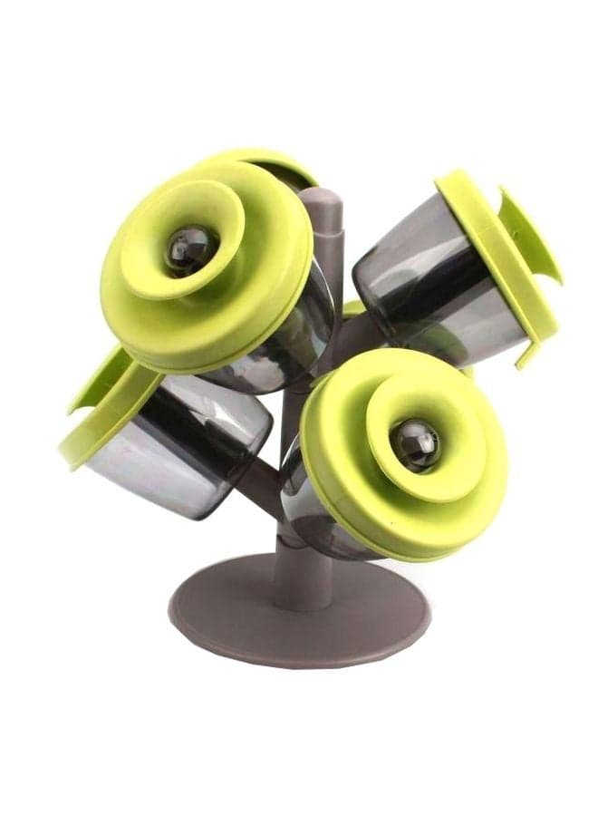 7-Piece Spice Rack And Jar Set Grey/Green/Clear