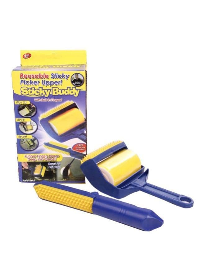 2-Piece Pet Hair Remover Lint Roller Brush Yellow/Purple