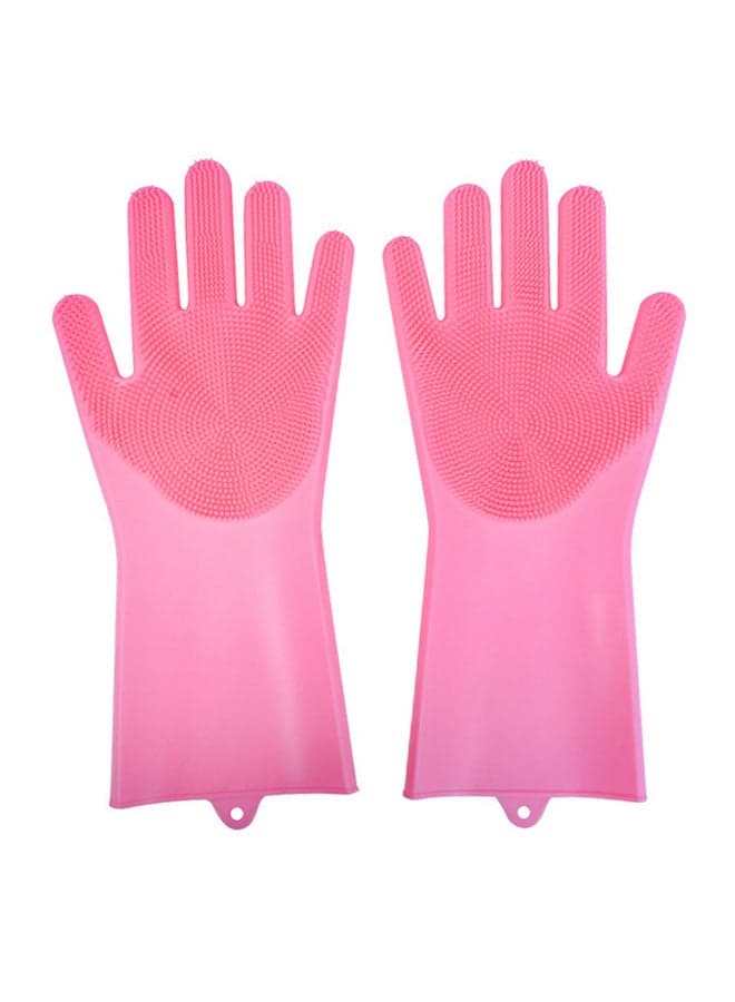 Silicone Dish Washing Scrubber Gloves Rose