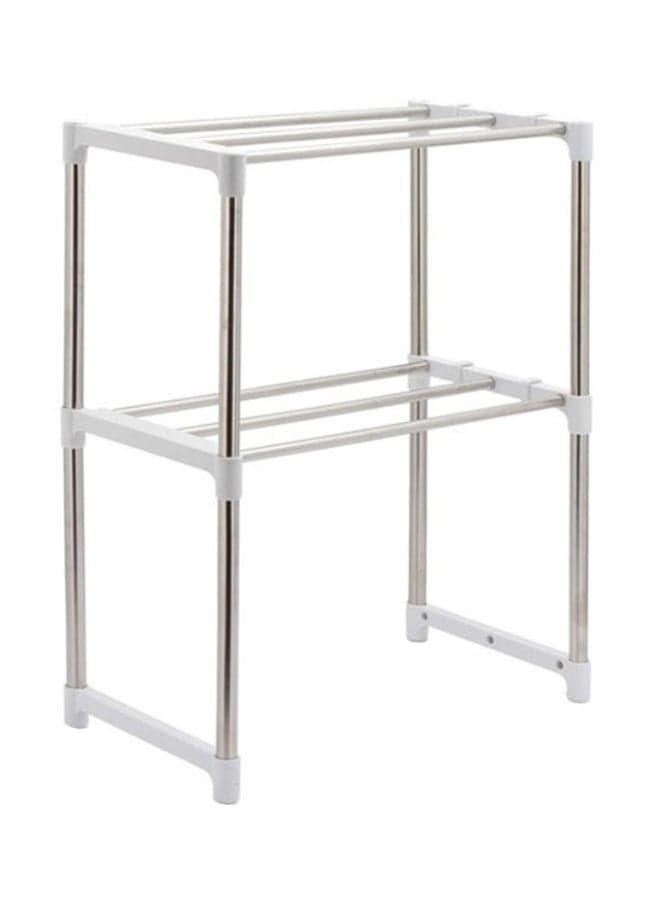 Stainless Steel Telescopic Microwave Oven Storage Rack Silver 51 x 26 x 5cm