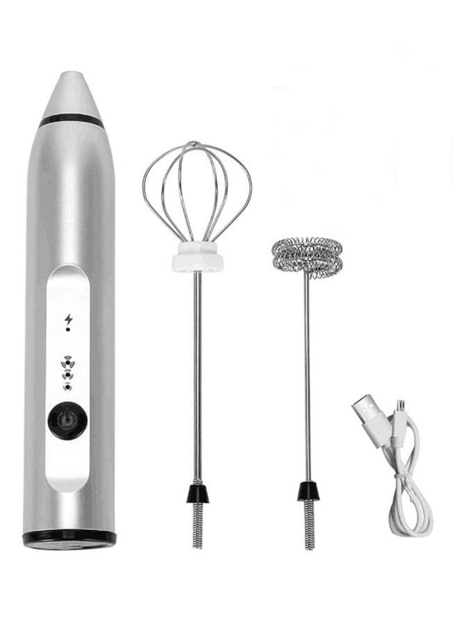 Handheld Electric Milk Frother Silver 23.5 x 11.1 x 5cm