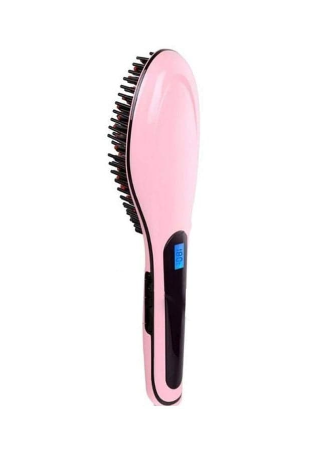 3-In-1 Hair Brush, Straightener And Curler Pink/Black